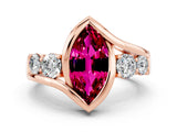 Rose gold Bezel Set Marquise Cut Diamond Split Shank Ring