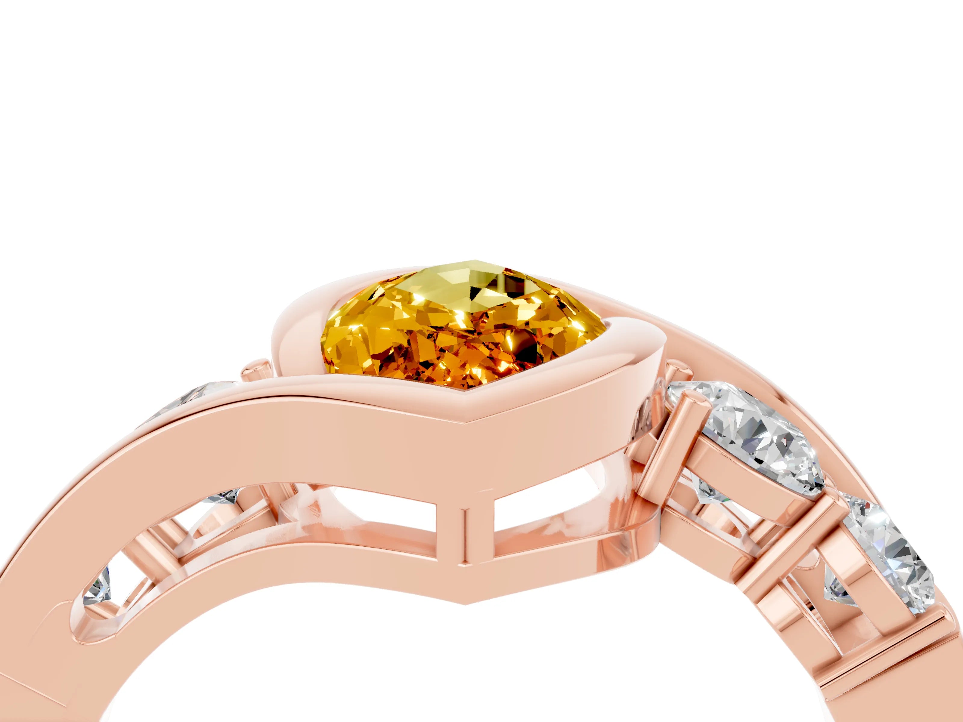Rose gold Bezel Set Marquise Cut Diamond Split Shank Ring_4