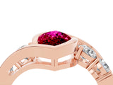 Rose gold Bezel Set Marquise Cut Diamond Split Shank Ring_4