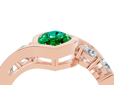 Rose gold Bezel Set Marquise Cut Diamond Split Shank Ring_4