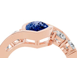 Rose gold Bezel Set Marquise Cut Diamond Split Shank Ring_4