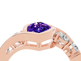 Rose gold Bezel Set Marquise Cut Diamond Split Shank Ring_4