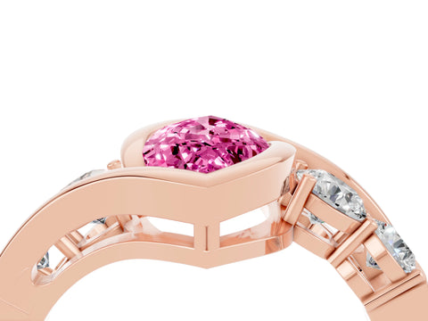 Rose gold Bezel Set Marquise Cut Diamond Split Shank Ring_4