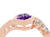 Rose gold Bezel Set Marquise Cut Diamond Split Shank Ring_4