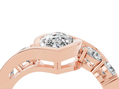Rose gold Bezel Set Marquise Cut Diamond Split Shank Ring_4