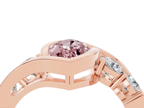 Rose gold Bezel Set Marquise Cut Diamond Split Shank Ring_4