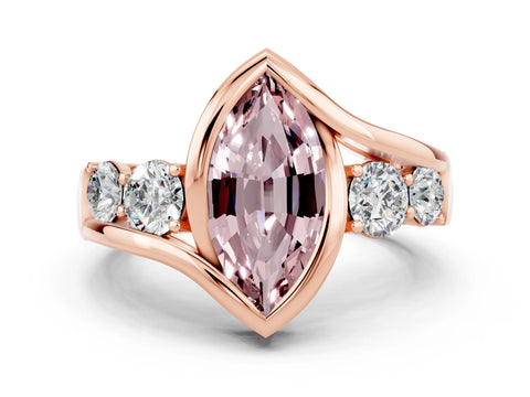Rose gold Bezel Set Marquise Cut Diamond Split Shank Ring