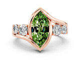 Rose gold Bezel Set Marquise Cut Diamond Split Shank Ring