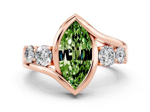 Rose gold Bezel Set Marquise Cut Diamond Split Shank Ring
