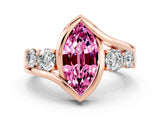 Rose gold Bezel Set Marquise Cut Diamond Split Shank Ring