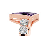 Rose gold Bezel Set Marquise Cut Diamond Split Shank Ring_5