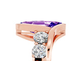 Rose gold Bezel Set Marquise Cut Diamond Split Shank Ring_5