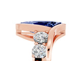 Rose gold Bezel Set Marquise Cut Diamond Split Shank Ring_5