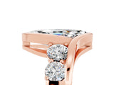 Rose gold Bezel Set Marquise Cut Diamond Split Shank Ring_5