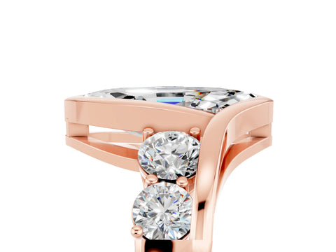 Rose gold Bezel Set Marquise Cut Diamond Split Shank Ring_5
