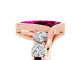 Rose gold Bezel Set Marquise Cut Diamond Split Shank Ring_5