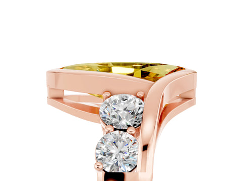 Rose gold Bezel Set Marquise Cut Diamond Split Shank Ring_5