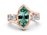 Rose gold Bezel Set Marquise Cut Diamond Split Shank Ring