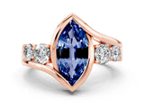 Rose gold Bezel Set Marquise Cut Diamond Split Shank Ring