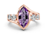 Rose gold Bezel Set Marquise Cut Diamond Split Shank Ring