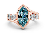 Rose gold Bezel Set Marquise Cut Diamond Split Shank Ring