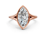 Rose gold Bezel Set Marquise Cut Solitaire Ring with Tapered Band 1