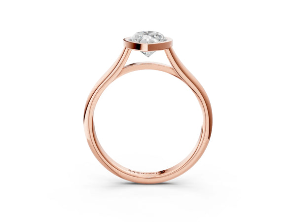Rose gold Bezel Set Marquise Cut Solitaire Ring with Tapered Band