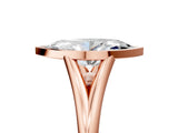 Rose gold Bezel Set Marquise Cut Solitaire Ring with Tapered Band