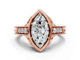 Rose gold Bezel Set Marquise Diamond Milgrain Pave Engagement Ring_37