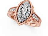 Rose gold Bezel Set Marquise Diamond Milgrain Pave Engagement Ring_38