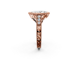 Rose gold Bezel Set Marquise Diamond Milgrain Pave Engagement Ring_39