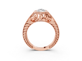 Rose gold Bezel Set Marquise Diamond Milgrain Pave Engagement Ring_40