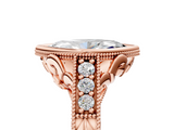 Rose gold Bezel Set Marquise Diamond Milgrain Pave Engagement Ring_42