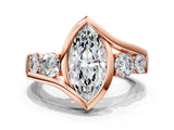 Rose gold Bezel Set Marquise Diamond Split Shank Ring_3