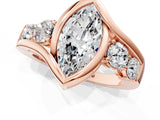 Rose gold Bezel Set Marquise Diamond Split Shank Ring_4