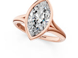 Rose gold Bezel Set Marquise Solitaire Diamond Ring with Smooth Band 2