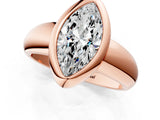Rose gold Bezel Set Marquise Solitaire Ring with Wide Band 1