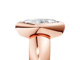 Rose gold Bezel Set Marquise Solitaire Ring with Wide Band 5