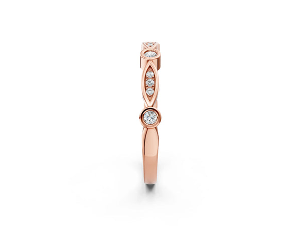 Rose gold Bezel Set Marquise and Round Diamond Contour Band