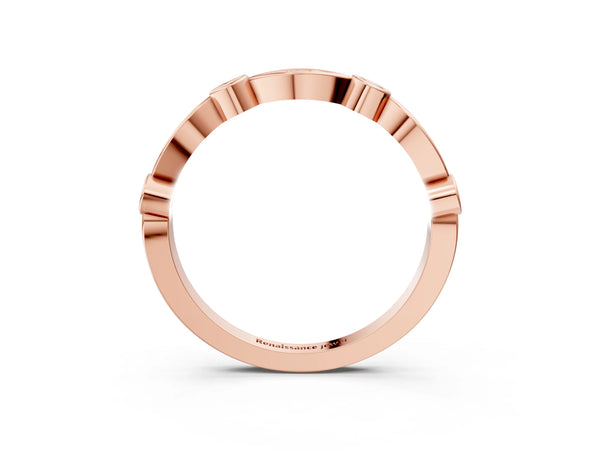 Rose gold Bezel Set Marquise and Round Diamond Contour Band