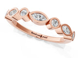 Rose gold Bezel Set Marquise and Round Diamond Stackable Band_10