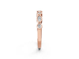 Rose gold Bezel Set Marquise and Round Diamond Stackable Band_11