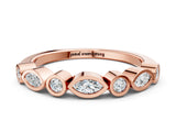 Rose gold Bezel Set Marquise and Round Diamond Stackable Band_9
