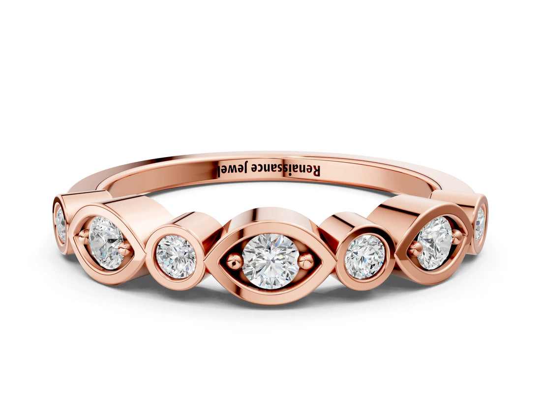Rose gold Bezel Set Mixed Shape Diamond Eternity Band_9