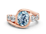 Rose gold Bezel Set Oval Cut Diamond Split Shank Ring