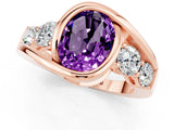 Rose gold Bezel Set Oval Cut Diamond Split Shank Ring_1