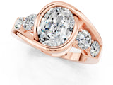 Rose gold Bezel Set Oval Cut Diamond Split Shank Ring_1
