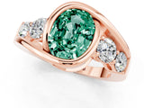 Rose gold Bezel Set Oval Cut Diamond Split Shank Ring_1