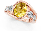 Rose gold Bezel Set Oval Cut Diamond Split Shank Ring_1