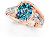 Rose gold Bezel Set Oval Cut Diamond Split Shank Ring_1